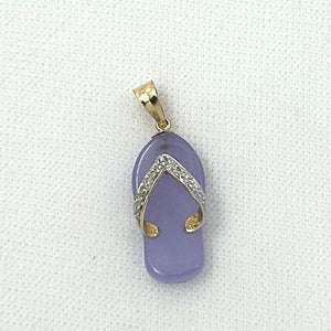 2100952-14k-Gold-Diamond-Flip-Flop-Slipper-Lavender-Jade-Pendant-Necklace