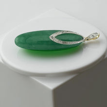 Load image into Gallery viewer, 14K Solid Gold Diamond Green Jade Pendant
