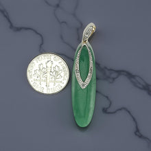 Load image into Gallery viewer, 14K Solid Gold Diamond Green Jade Pendant