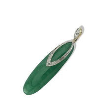 Load image into Gallery viewer, 14K Solid Gold Diamond Green Jade Pendant