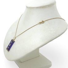 Load image into Gallery viewer, 14kt Yellow Gold Triple Lucky Greek Key Design Purple Jade Pendant Necklace