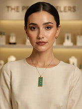 Load image into Gallery viewer, Green Jade 14K Yellow Gold Triple Lucky Pendant
