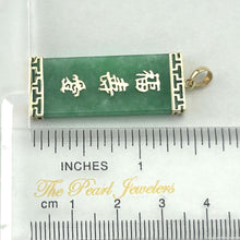 Load image into Gallery viewer, Green Jade 14K Yellow Gold Triple Lucky Pendant