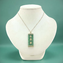 Load image into Gallery viewer, Green Jade 14K Yellow Gold Triple Lucky Pendant
