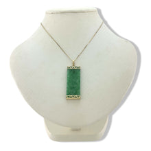 Load image into Gallery viewer, Green Jade 14K Yellow Gold Triple Lucky Pendant