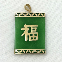 Load image into Gallery viewer, 2101063-14k-Gold-Good-Fortune-Green-Jade-Oriental-Pendant-Necklace