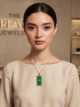 Load image into Gallery viewer, 14K Gold Joy Rectangle Green Jade Pendant