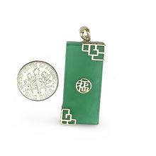 Load image into Gallery viewer, 14K Gold Joy Rectangle Green Jade Pendant
