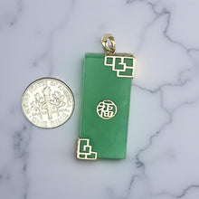 Load image into Gallery viewer, 14K Gold Joy Rectangle Green Jade Pendant