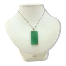 Load image into Gallery viewer, 14K Gold Joy Rectangle Green Jade Pendant