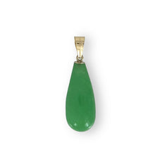 Load image into Gallery viewer, 14k Solid Yellow Gold Pear Green Jade Pendant Necklace
