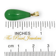 Load image into Gallery viewer, 14k Solid Yellow Gold Pear Green Jade Pendant Necklace