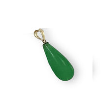 Load image into Gallery viewer, 14k Solid Yellow Gold Pear Green Jade Pendant Necklace