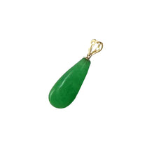 Load image into Gallery viewer, 14k Solid Yellow Gold Pear Green Jade Pendant Necklace