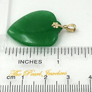 2101143 14K GOLD HAND CRAFTED HEART & LOVE GREEN JADE PENDANT