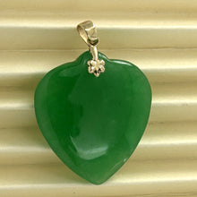 Load image into Gallery viewer, 2101143 14K GOLD HAND CRAFTED HEART &amp; LOVE GREEN JADE PENDANT