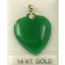 Load image into Gallery viewer, 2101143 14K GOLD HAND CRAFTED HEART &amp; LOVE GREEN JADE PENDANT