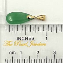 Load image into Gallery viewer, 2101163B-14k-Yellow-Solid-Gold-Hand-Carving-Raindrop-Shaped-Green-Jade-Pendant