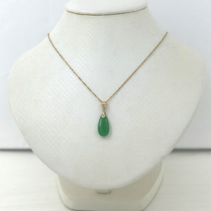 2101163B-14k-Yellow-Solid-Gold-Hand-Carving-Raindrop-Shaped-Green-Jade-Pendant