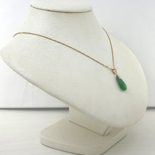 Load image into Gallery viewer, 2101163B-14k-Yellow-Solid-Gold-Hand-Carving-Raindrop-Shaped-Green-Jade-Pendant