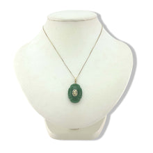 Load image into Gallery viewer, 14K Solid Yellow Gold Hand-Carved Green Jade Pendant
