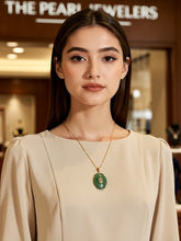 Load image into Gallery viewer, 14K Solid Yellow Gold Hand-Carved Green Jade Pendant