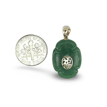 Load image into Gallery viewer, 14K Solid Yellow Gold Hand-Carved Green Jade Pendant
