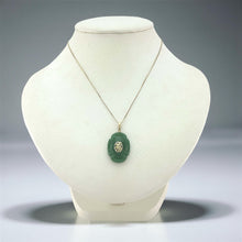Load image into Gallery viewer, 14K Solid Yellow Gold Hand-Carved Green Jade Pendant