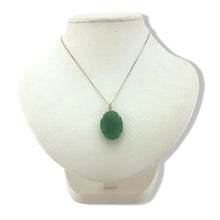 Load image into Gallery viewer, 14K Solid Yellow Gold Hand-Carved Green Jade Pendant