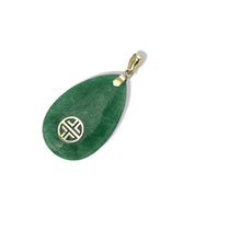 Load image into Gallery viewer, 14K Solid Yellow Gold Hand-Carved Jade Pendant