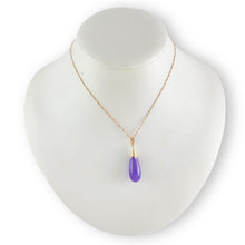 Load image into Gallery viewer, 14k Yellow Gold Drop Lavender Jade Pendant