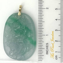 Load image into Gallery viewer, Hand Carved Dragon Celadon Green Jade Beautify Pendant: 14k Yellow Gold Bale