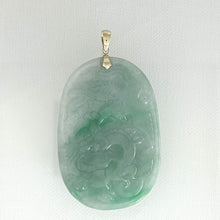 Load image into Gallery viewer, 2101464-Carvings-Dragon-Phoenix-Celadon-Green-Jade-14k-Pendant-Necklace