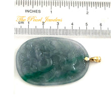 Load image into Gallery viewer, Hand Carved Dragon &amp; Phoenix Apple Green Jade 14k Yellow Gold Bale Pendant