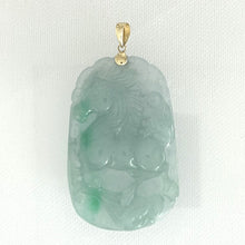 Load image into Gallery viewer, 2101466B-Lovely-Hand-Carved-Horse-Celadon-Green-Jade-14K-Pendant