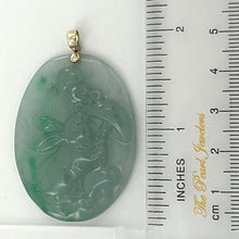 Load image into Gallery viewer, 2101467C-14k-Gold-Lovely-Hand-Carved-Hare-Celadon-Green-Jade-Pendant