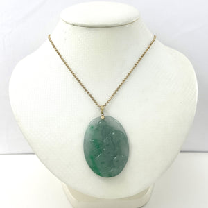 2101467C-14k-Gold-Lovely-Hand-Carved-Hare-Celadon-Green-Jade-Pendant