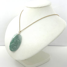 Load image into Gallery viewer, 2101467C-14k-Gold-Lovely-Hand-Carved-Hare-Celadon-Green-Jade-Pendant