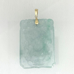 2101468B-14k-Gold-Hand-Carved-Dog-Translucent-Green-Jade-Pendant