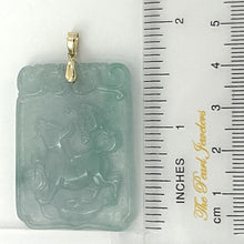 Load image into Gallery viewer, 2101468B-14k-Gold-Hand-Carved-Dog-Translucent-Green-Jade-Pendant