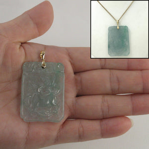 2101468B-14k-Gold-Hand-Carved-Dog-Translucent-Green-Jade-Pendant