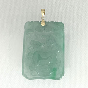 2101468D-Hand-Carved-Dog-Translucent-Green-Jade-14k-Gold-Pendant