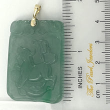 Load image into Gallery viewer, 2101468D-Hand-Carved-Dog-Translucent-Green-Jade-14k-Gold-Pendant