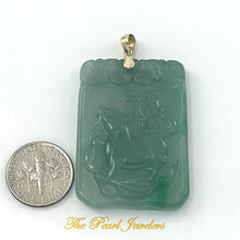 Load image into Gallery viewer, 2101468D-Hand-Carved-Dog-Translucent-Green-Jade-14k-Gold-Pendant