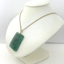 Load image into Gallery viewer, 2101468D-Hand-Carved-Dog-Translucent-Green-Jade-14k-Gold-Pendant