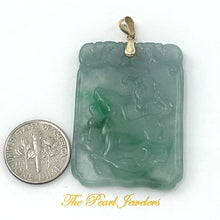 Load image into Gallery viewer, 2101468E-Hand-Carved-Dog-Translucent-Jade-14k-Gold-Pendant