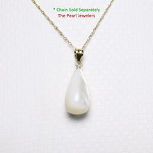 Load image into Gallery viewer, Hand Carved Tear Drop White Mother of Pearl 14k Gold Bale Pendant Necklace