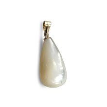 Load image into Gallery viewer, Hand Carved Tear Drop White Mother of Pearl 14k Gold Bale Pendant Necklace
