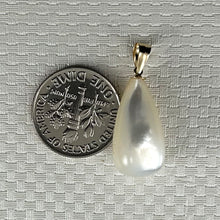 Load image into Gallery viewer, Hand Carved Tear Drop White Mother of Pearl 14k Gold Bale Pendant Necklace
