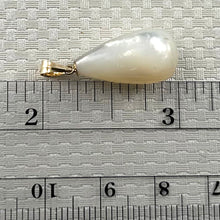 Load image into Gallery viewer, Hand Carved Tear Drop White Mother of Pearl 14k Gold Bale Pendant Necklace